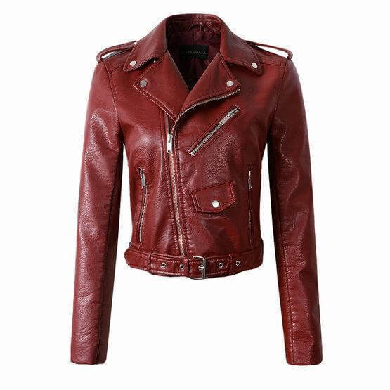 Women's Washed PU Leather Jacket