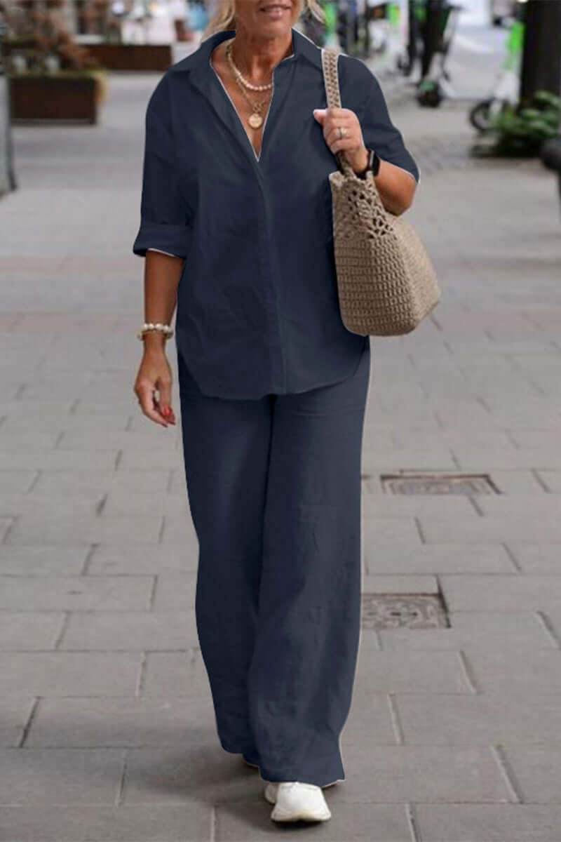 Women's Two-Piece Fold-Over Collar Set