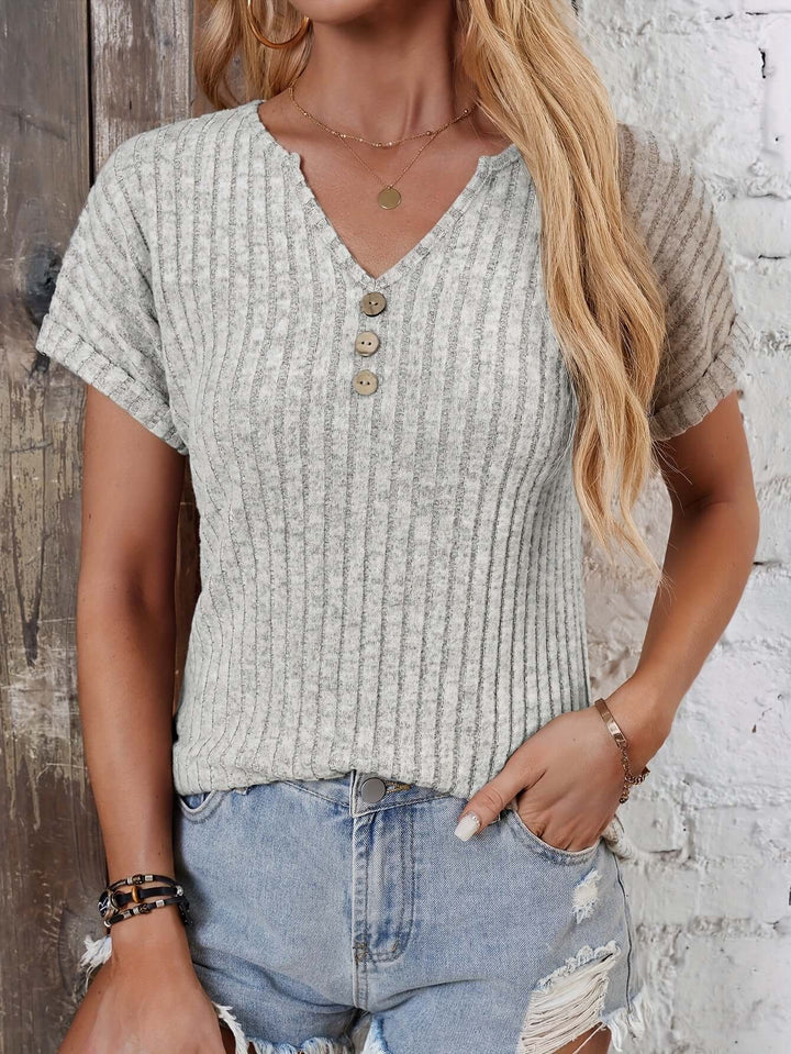 Women's Ribbed Knitted Henley Top