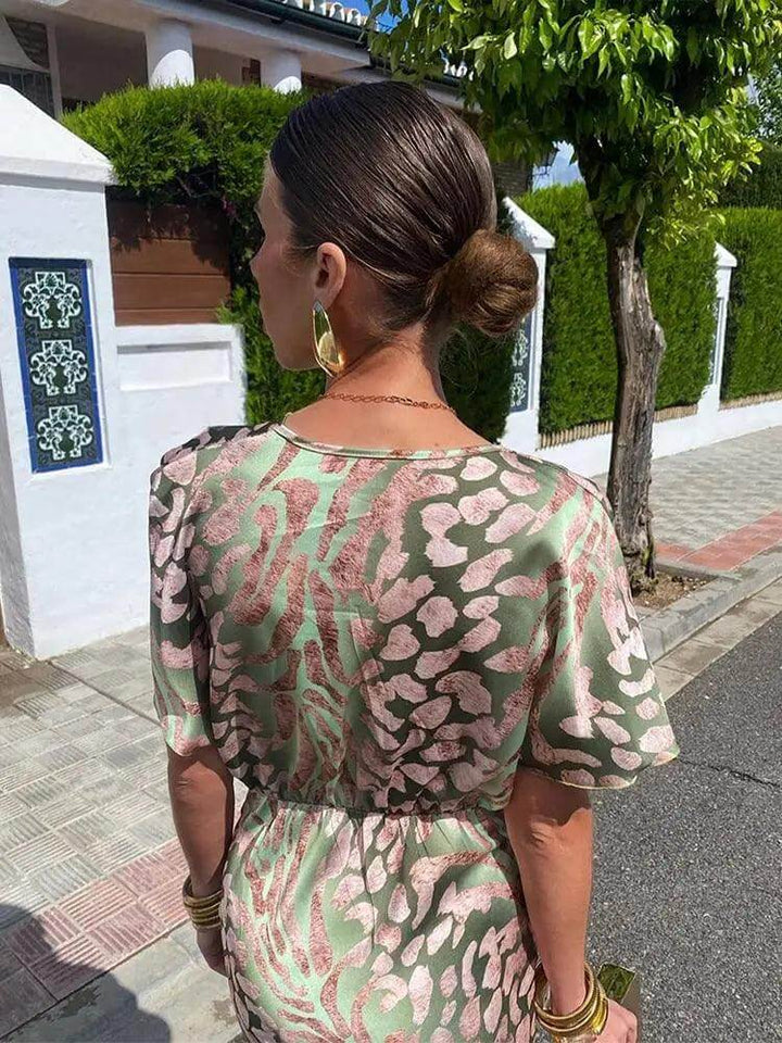Women's Satin Floral Midi Dress