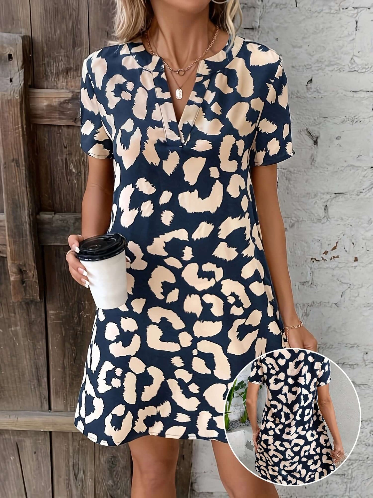Leopard Print V-Neck Dress