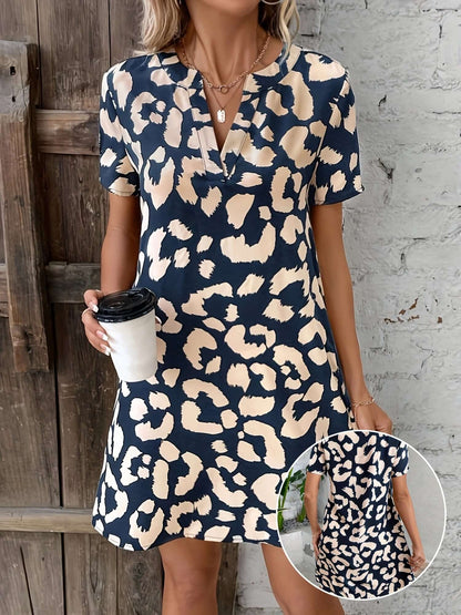Leopard Print V-Neck Dress