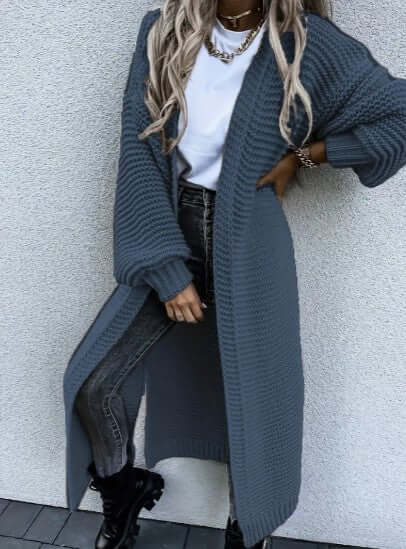 Women's Knitted Cardigan - Long Sleeve Open Front