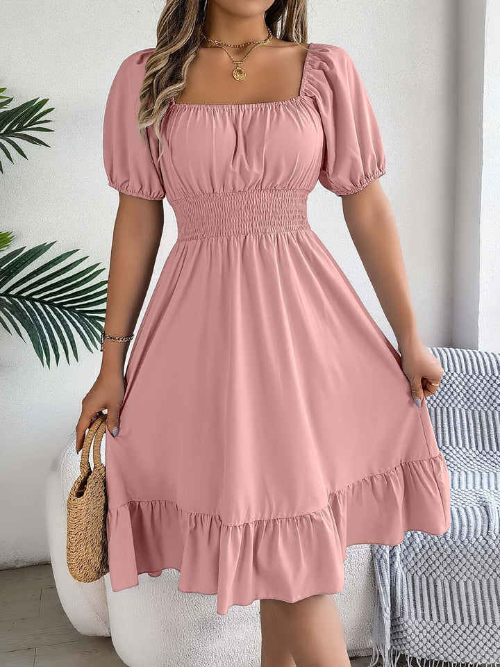 Women's Smocked Puff Sleeve Midi Dress
