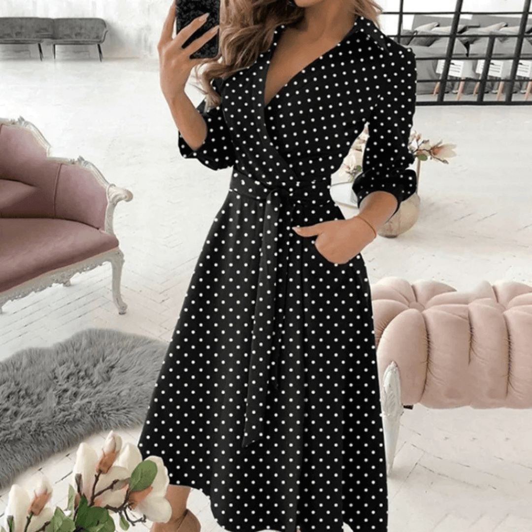 Women's Belted Wrap Midi Dress