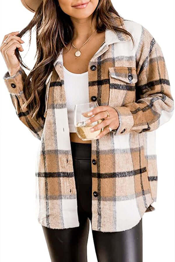 Women's Loose Fit Checked Blouse