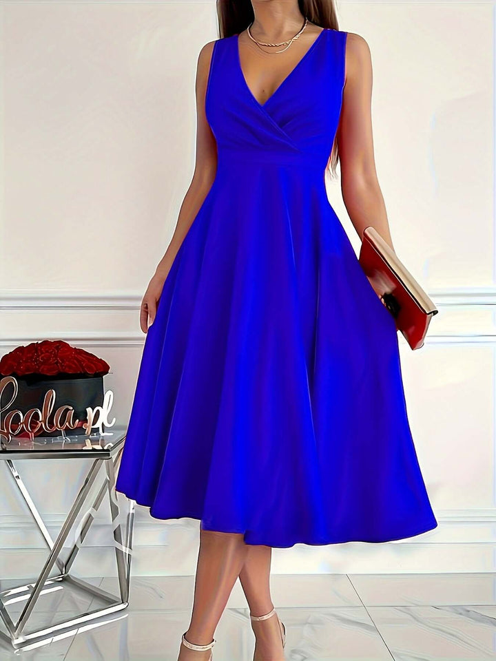 Women's Elegant V-Neck Midi Dress