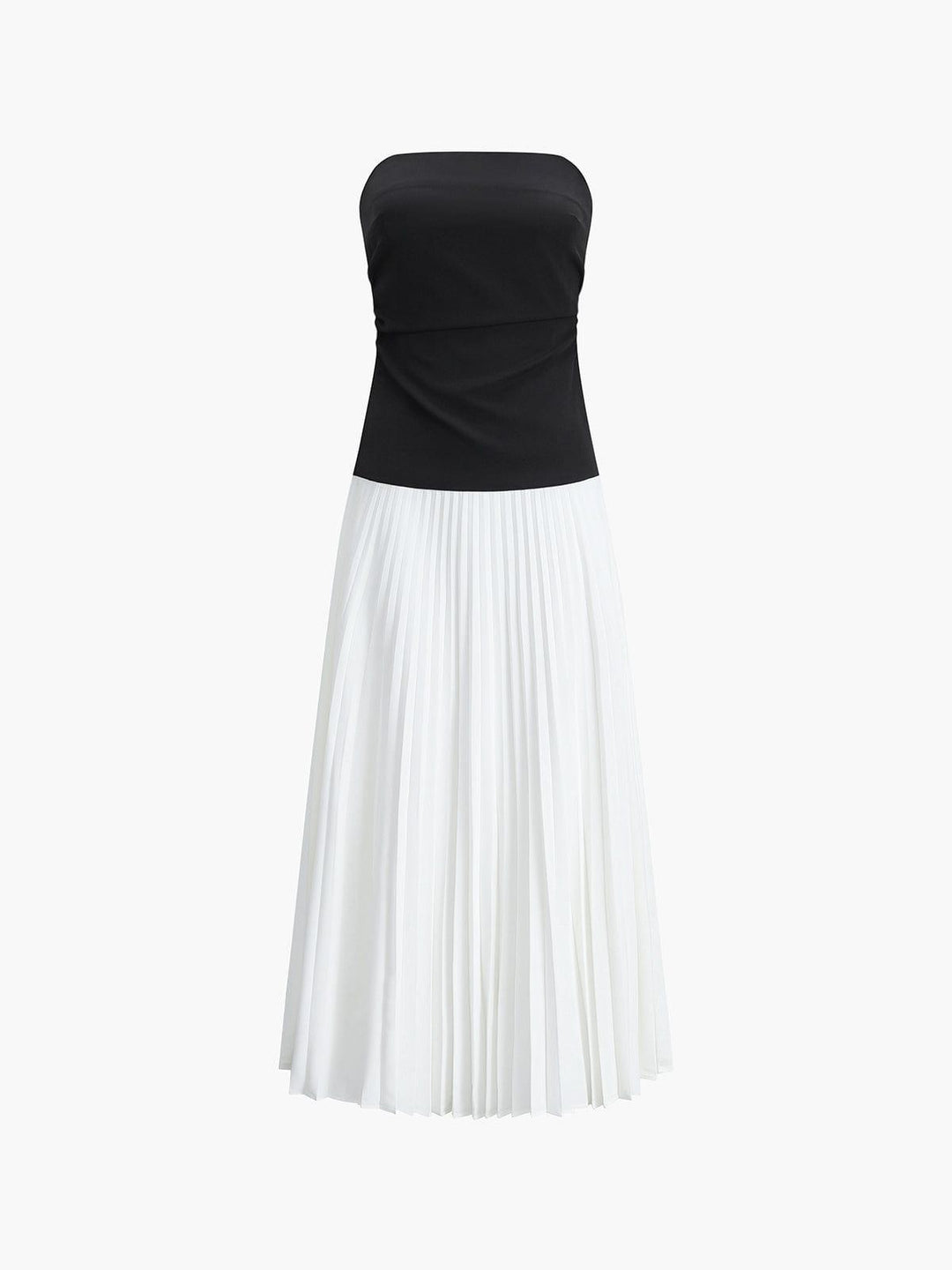 Strapless Pleated Midi Dress