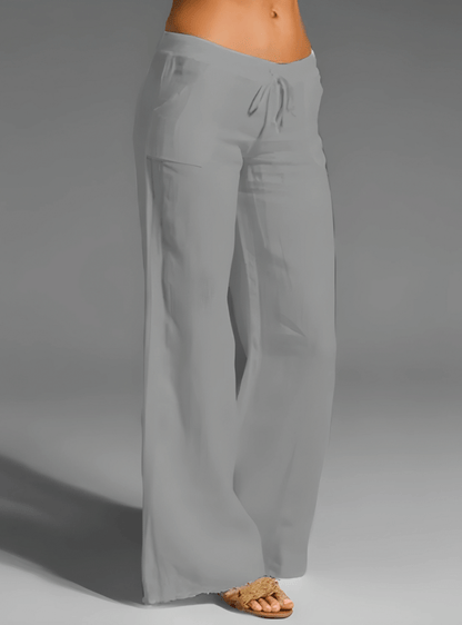 Women's Linen Blend Wide Leg Trousers