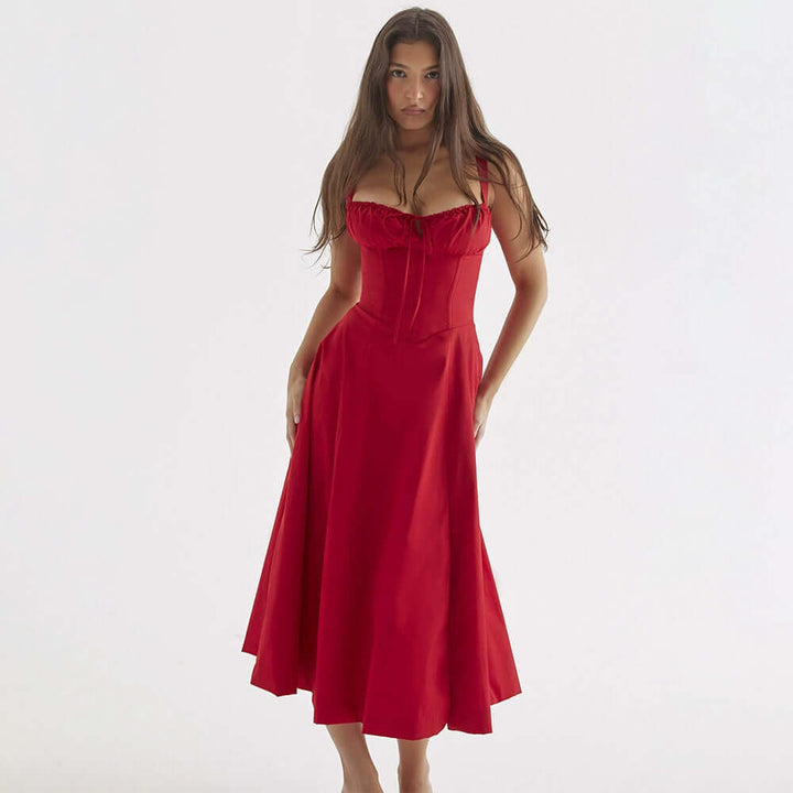 Women's Corset Midi Dress with Slit