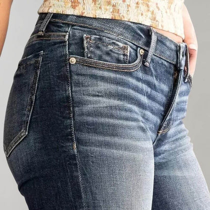Women's Mid-Waist Slim Fit Stretch Flared Jeans