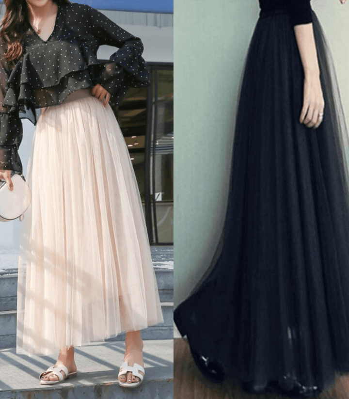 Women's Ankle-Length High-Waist Flowing Skirt