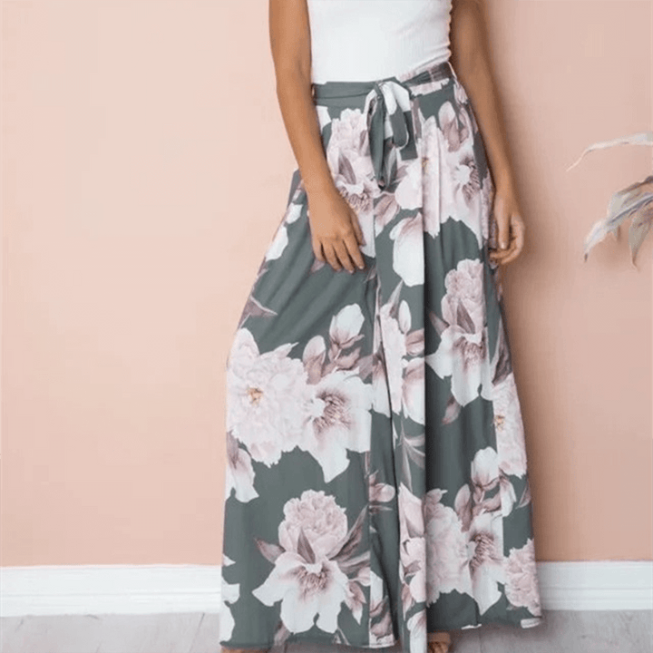 Women's High Waist Floral Print Trousers