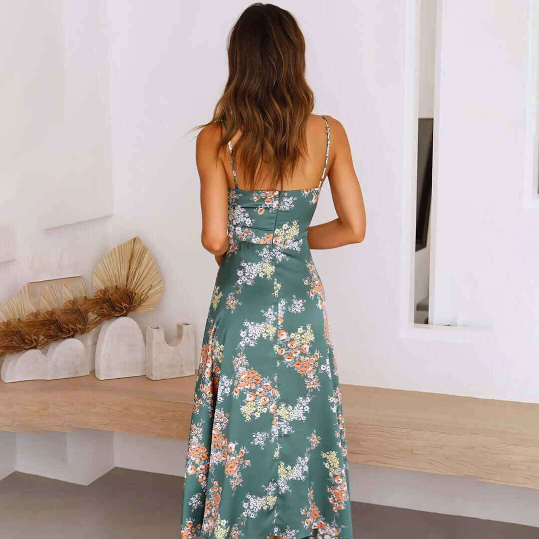 Floral Tie-Front Cut-Out Midi Dress