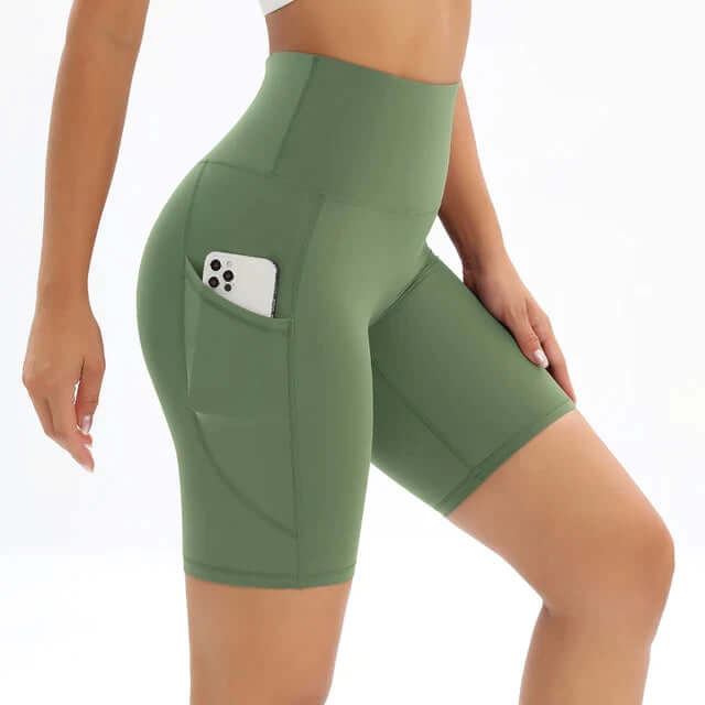 Women's High-Waisted Fitness Shorts with Pocket
