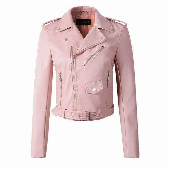 Women's Washed PU Leather Jacket