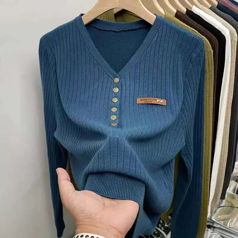 Women's V-Neck Knitted Jumper