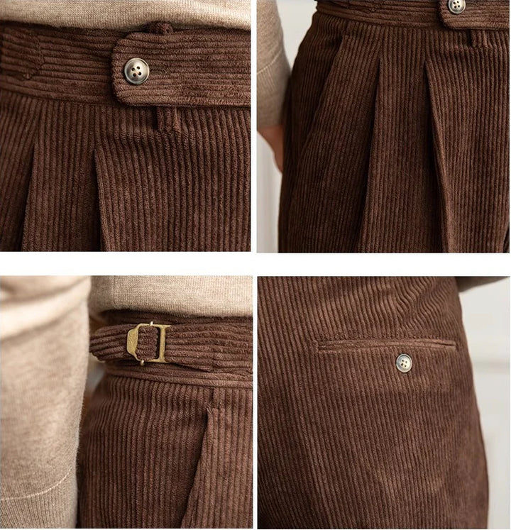 Men's Corduroy Pleated Trousers