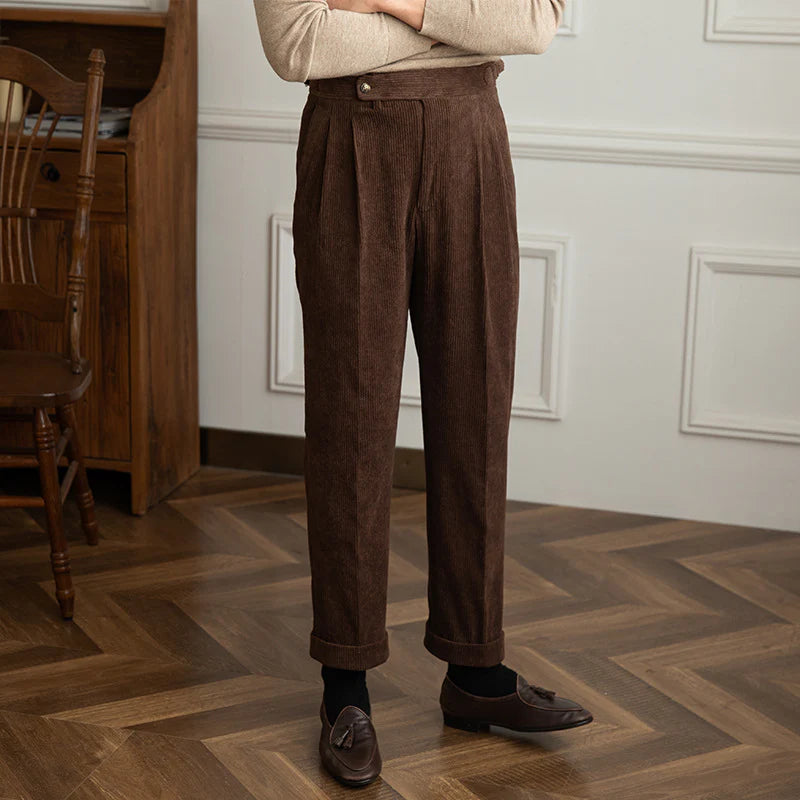 Men's Corduroy Pleated Trousers