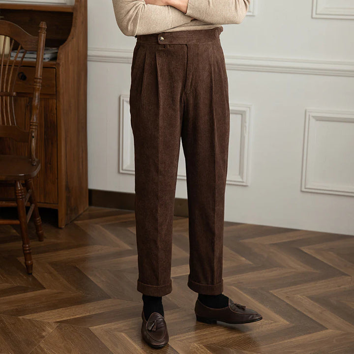 Men's Corduroy Pleated Trousers