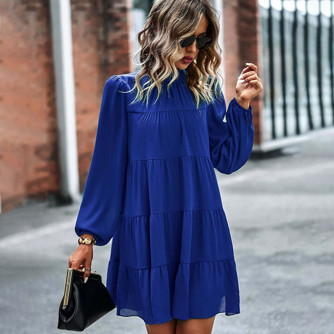 Tiered Ruffle Collar Dress - Modern