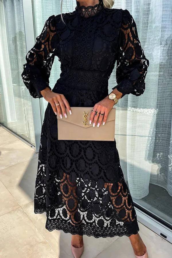 Lace Cut-Out Midi Dress