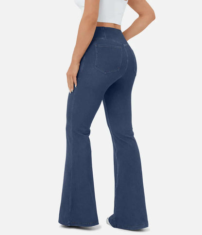 Women's High-Waisted Elasticated Flared Jeans