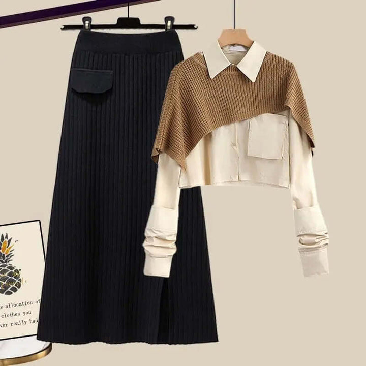 Women's Knitted High Waisted Skirt Set