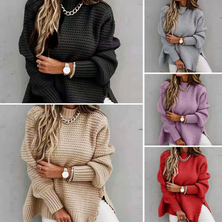 Women's Mock Neck Knitted Jumper