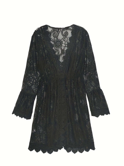 Women's Lace V-Neck Midi Dress