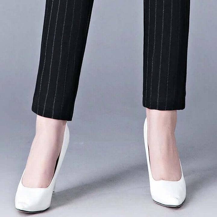 Women's Elastic High Waist Straight Leg Trousers