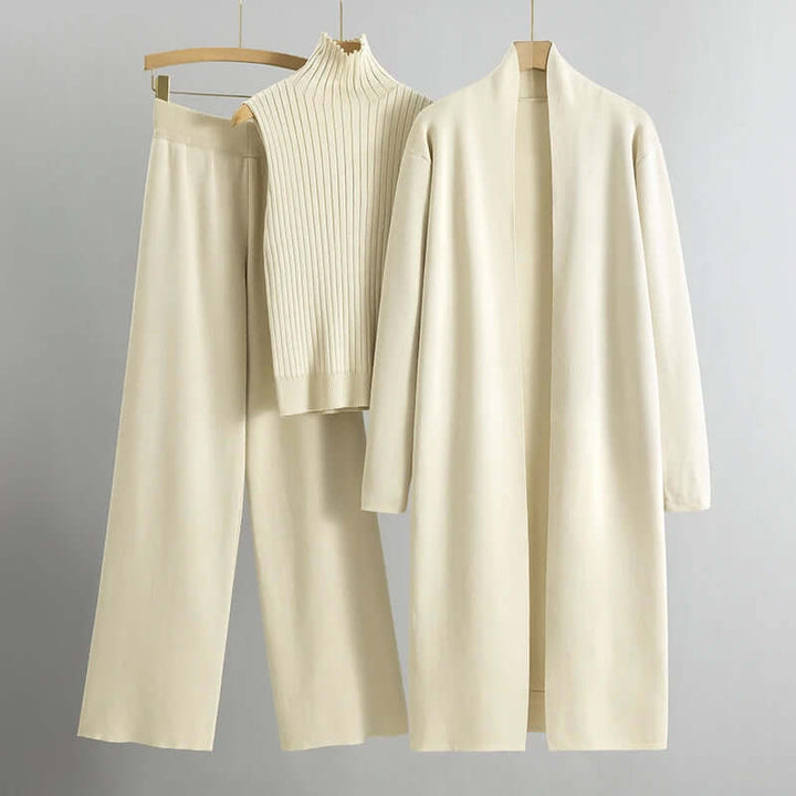 Women's Knitted 3-Piece Set with Cardigan