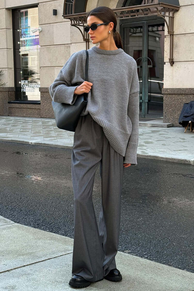 Women's Oversized Charcoal Knitted Jumper