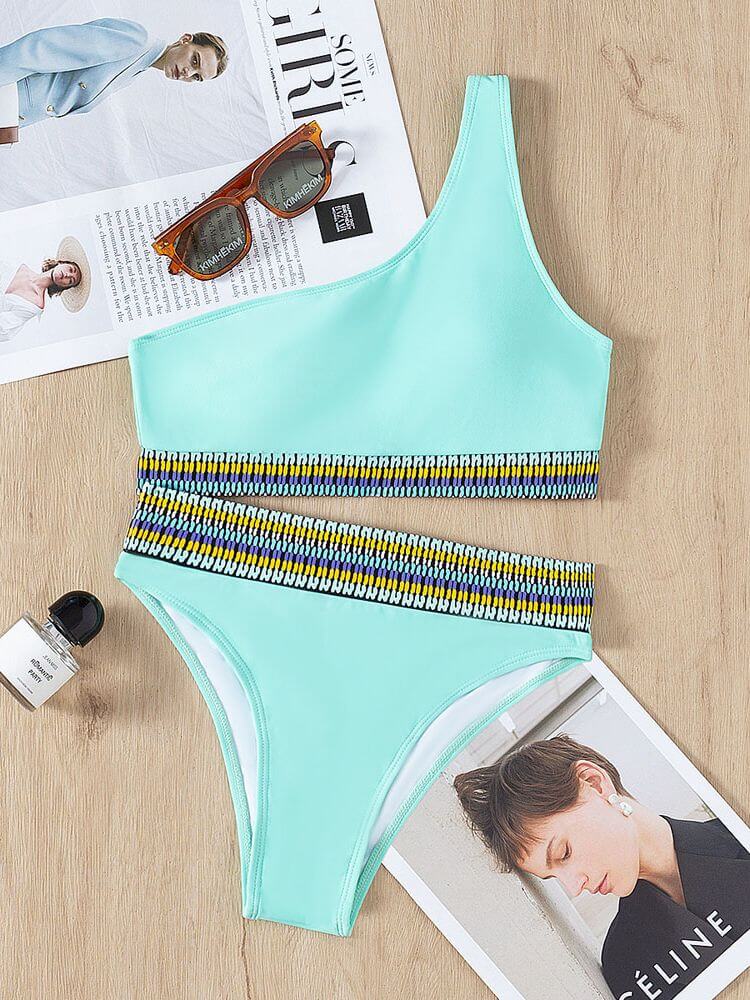One-Shoulder Bikini Set - Women's Swimwear