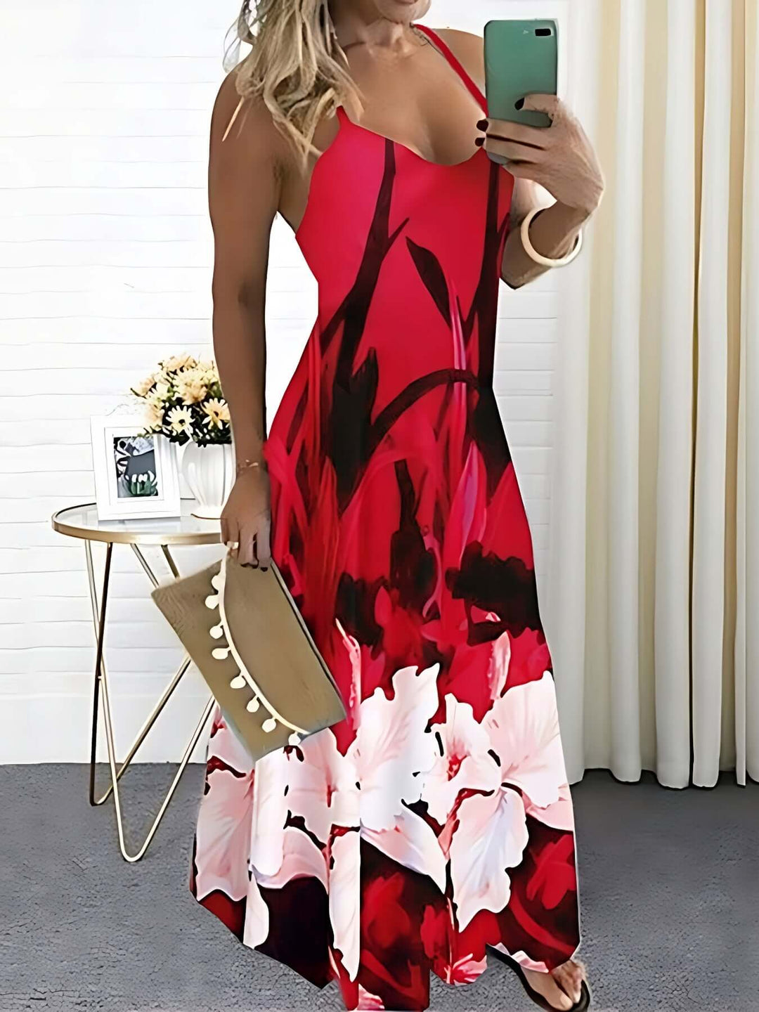 Floral Print Spaghetti Strap Dress