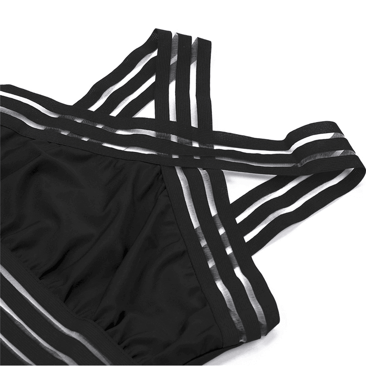 Striped Mesh One-Piece Swimsuit