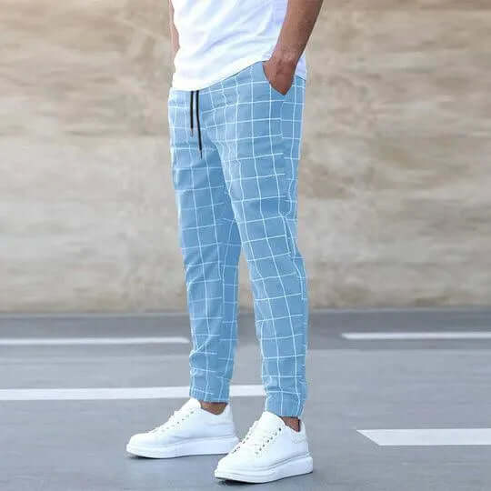 Men's Slim Fit Checkered Joggers
