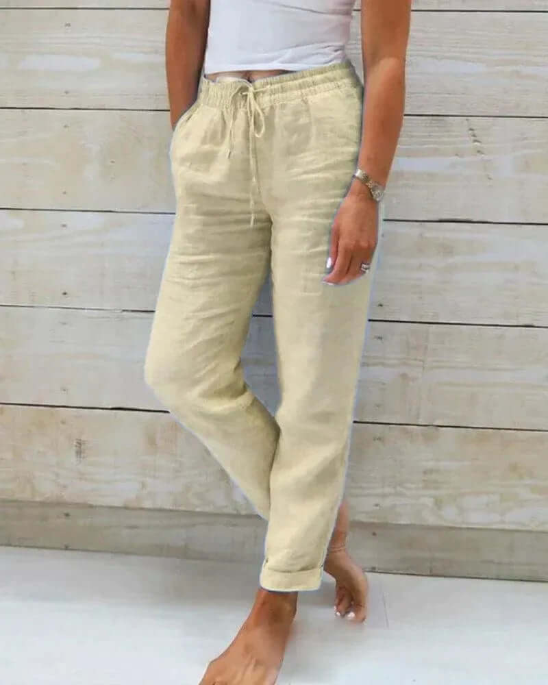 Women's Linen Relaxed Fit Casual Trousers