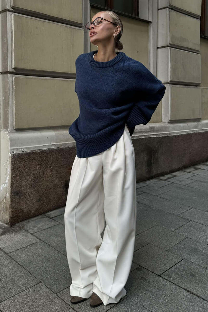 Women's Oversized Charcoal Knitted Jumper