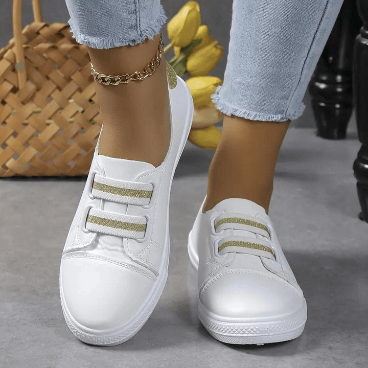 Women's Slip-On Trainers - Rounded Toe - Rubber Sole