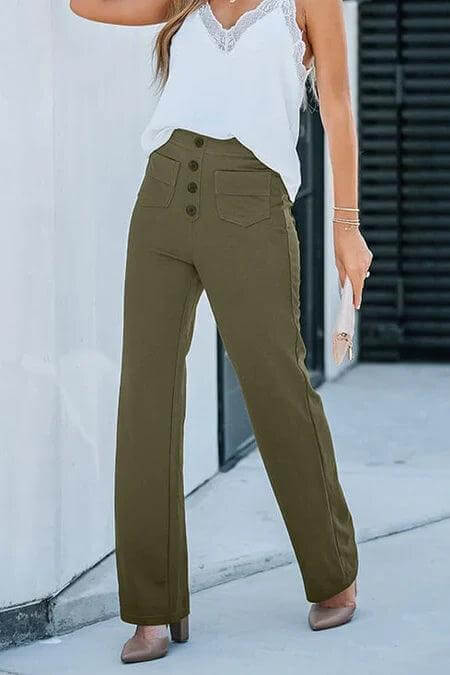 Women's High-Waisted Casual Trousers