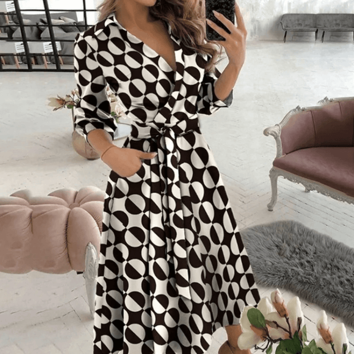 Women's Belted Wrap Midi Dress