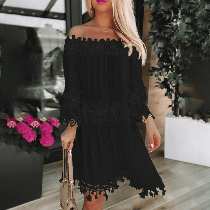 Off Shoulder Cotton Blend Dress