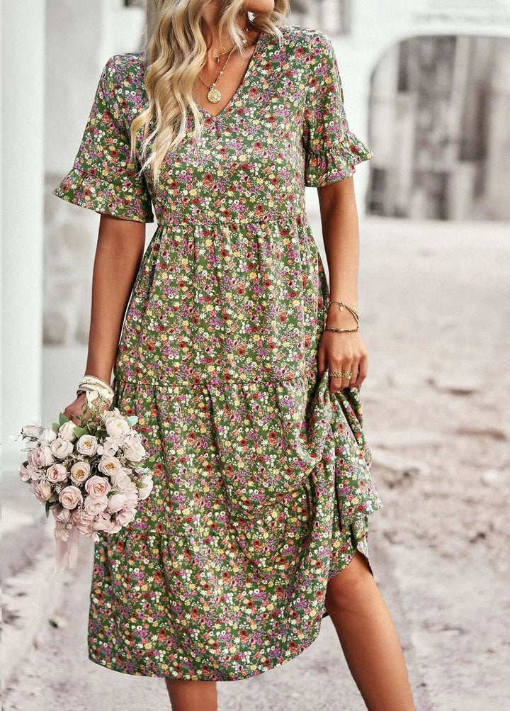 Floral Print V-Neck Dress
