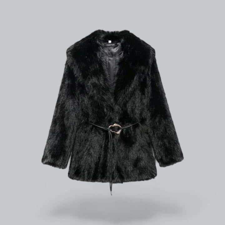 Faux Fur Belted Midi Long Coat