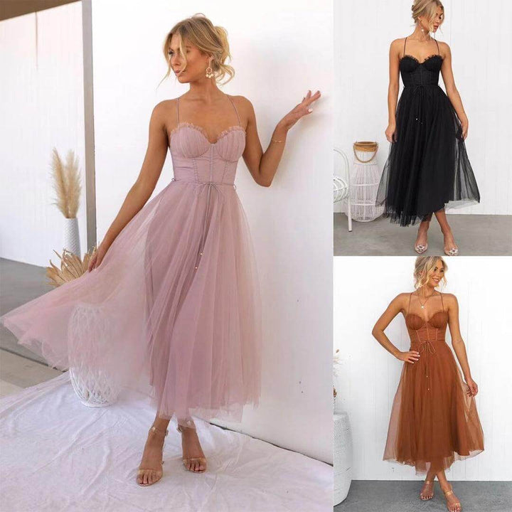 Women's Mesh Midi Evening Dress