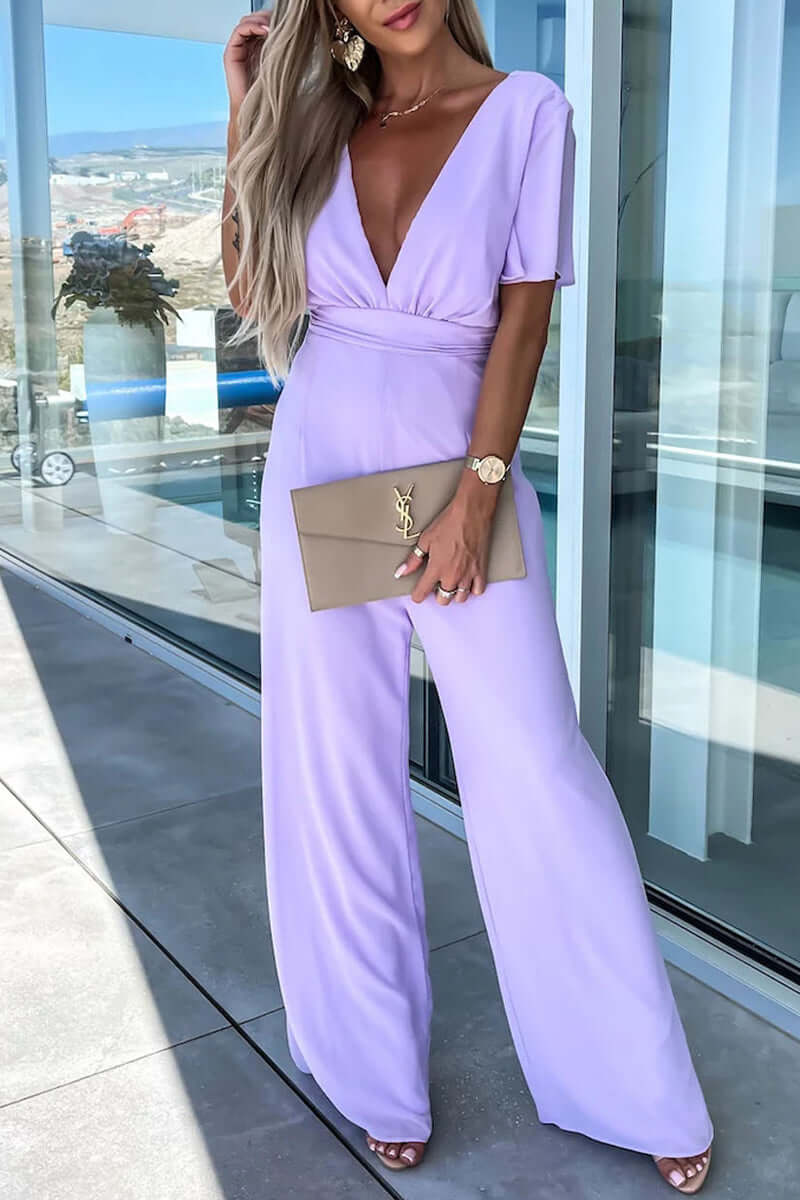 Women's Casual V-Neck Jumpsuit