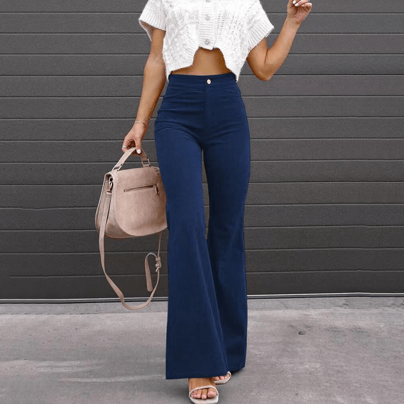 Women's High-Waisted Corduroy Flared Trousers