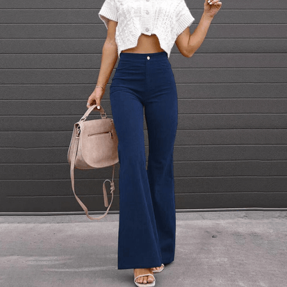 Women's High-Waisted Corduroy Flared Trousers