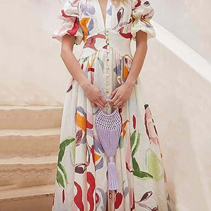 Maxi Dress - Elegant Cotton Dress